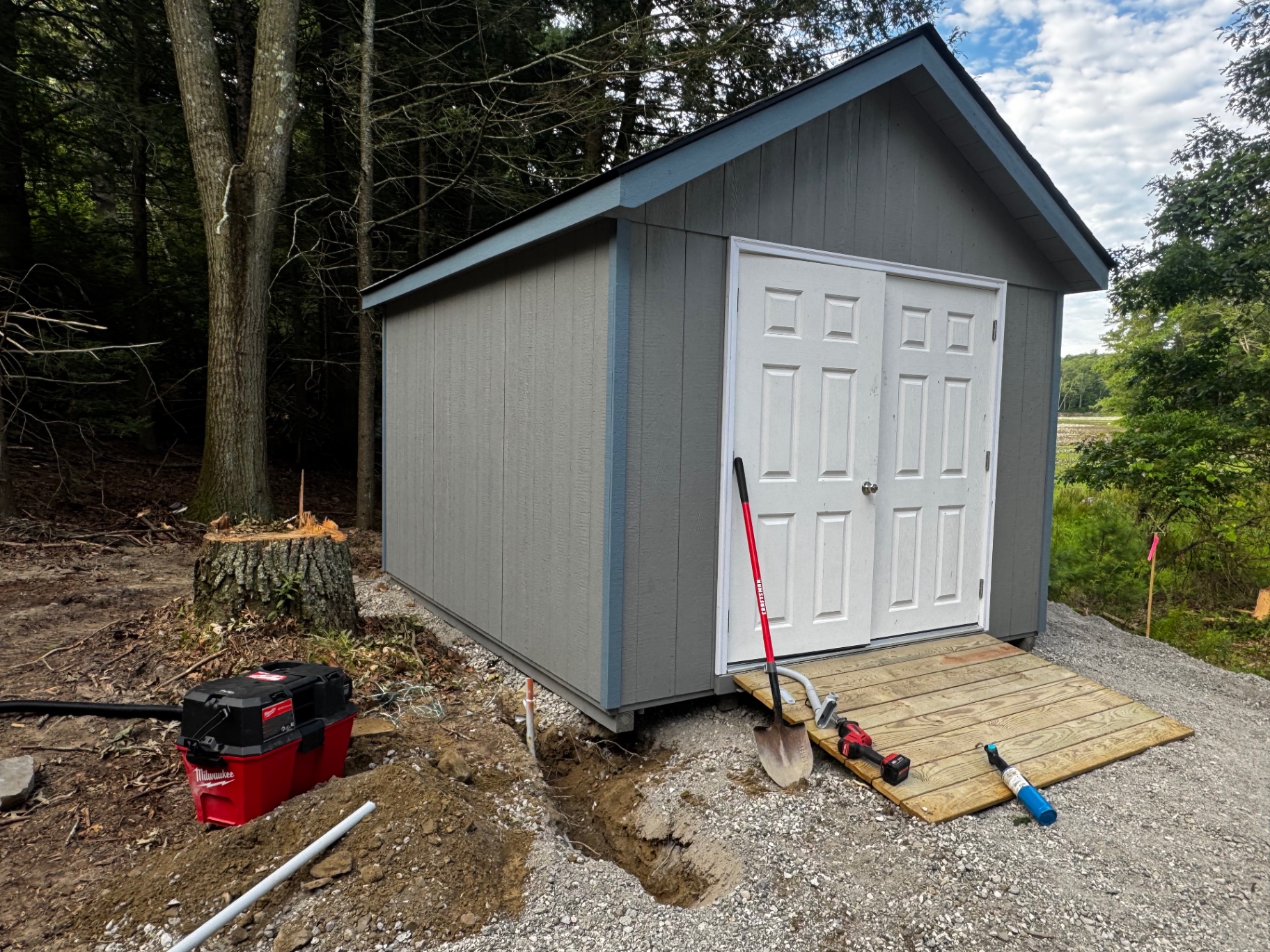 Exterior electrical work on a residential shed