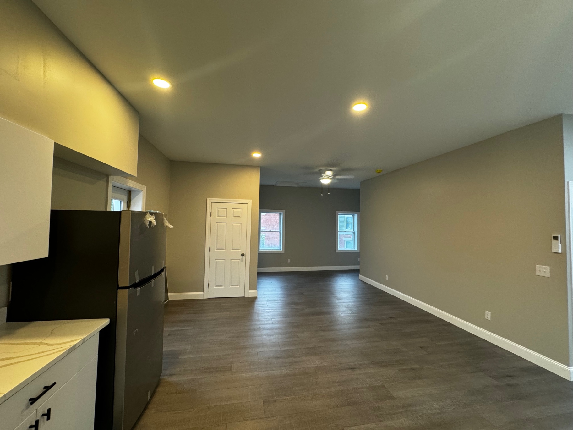 Finished kitchen and living area lighting