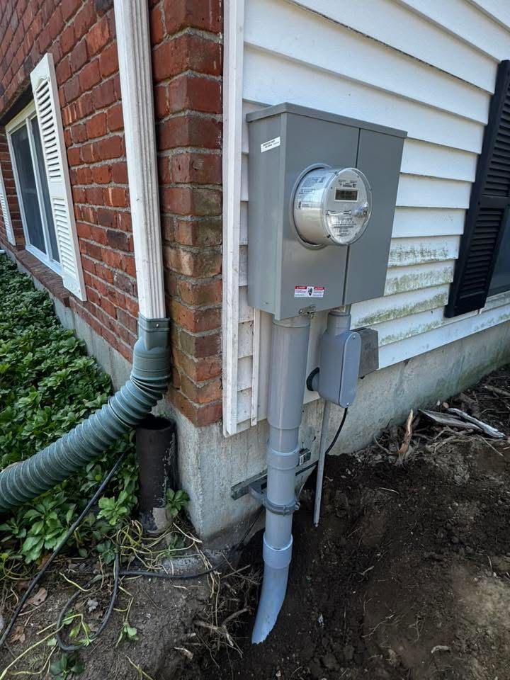 Exterior meter connected to an underground residential service